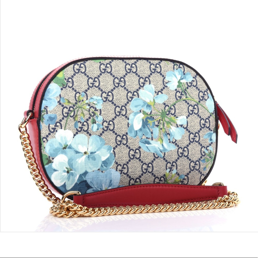 Gg Supreme Monogram Blooms Mini Chain Shoulder Bag Bl… Gem